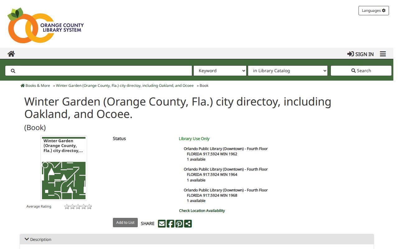 Ocoee city directory Polk catalog record