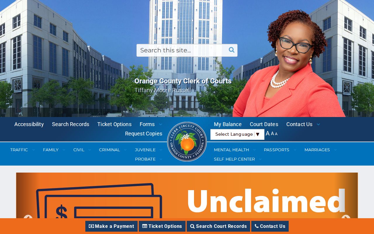 Orange County Clerk of Courts gateway for Ocoee name research