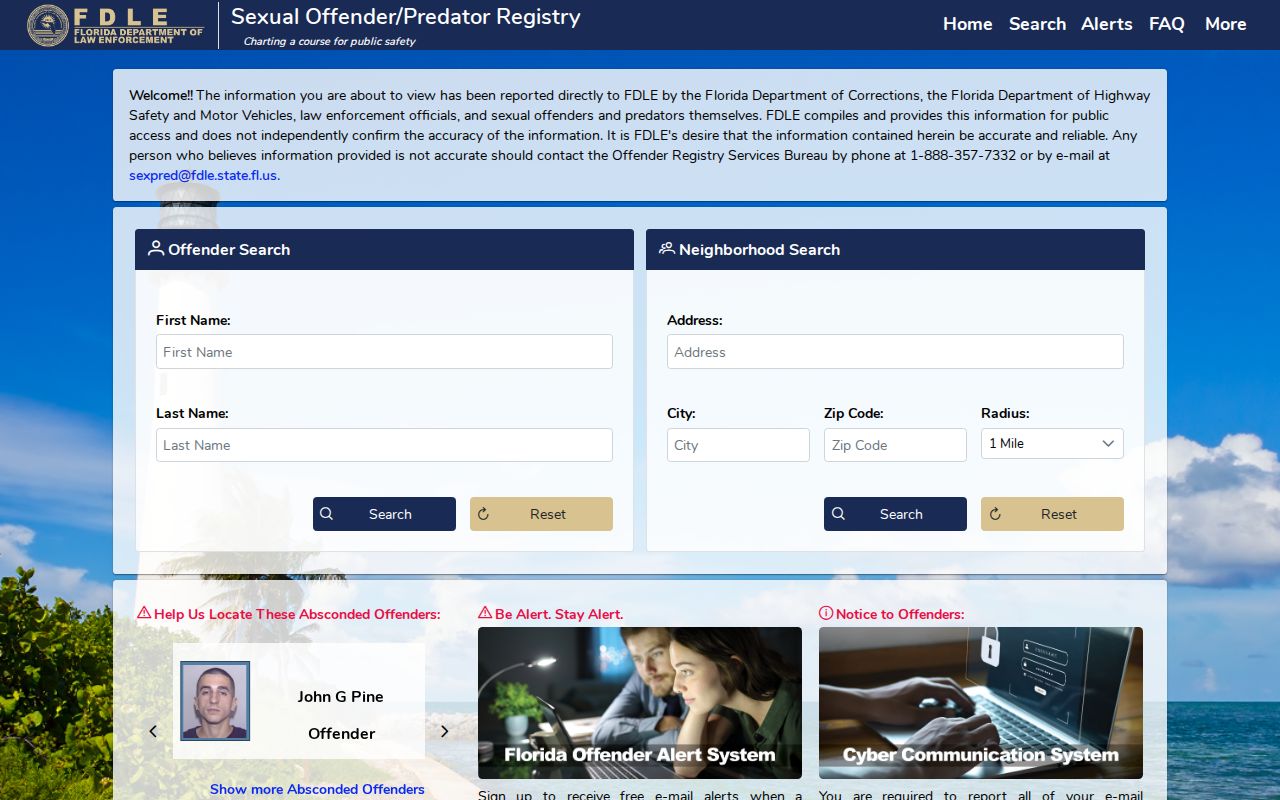 Ocoee neighbors FDLE offender and predator registry search