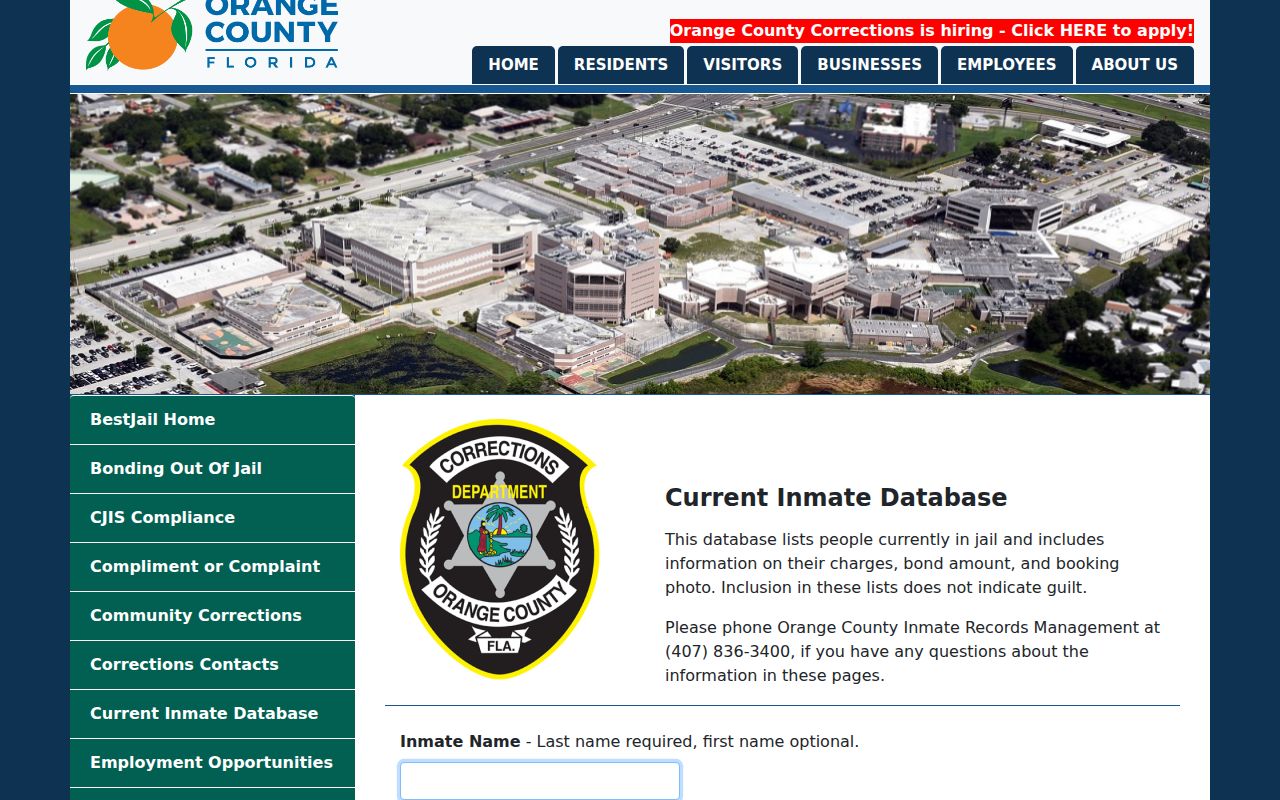 Ocoee neighbors Orange County current inmate search