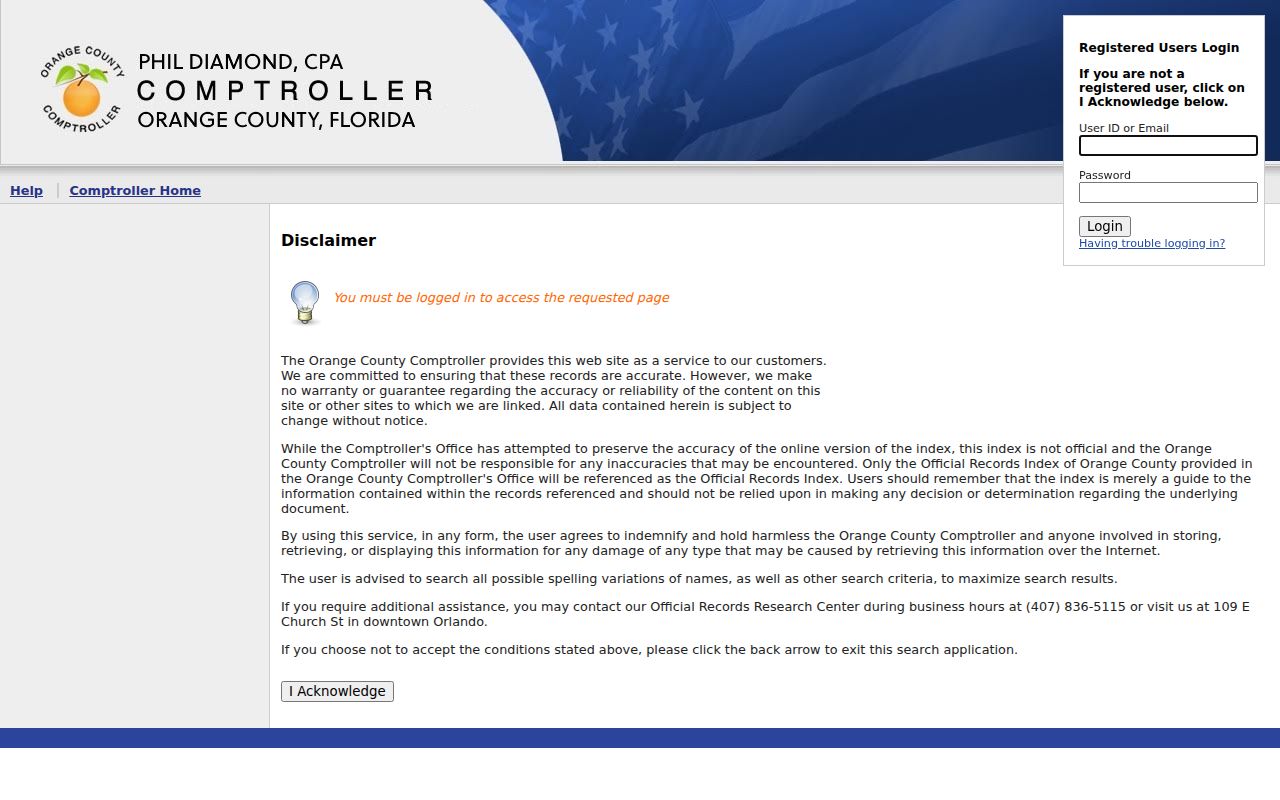 Ocoee previous residents Orange County Official Records deed search